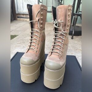 Dolls kill Darker Wavs Double stacked traitor lace up platform boots - Like New